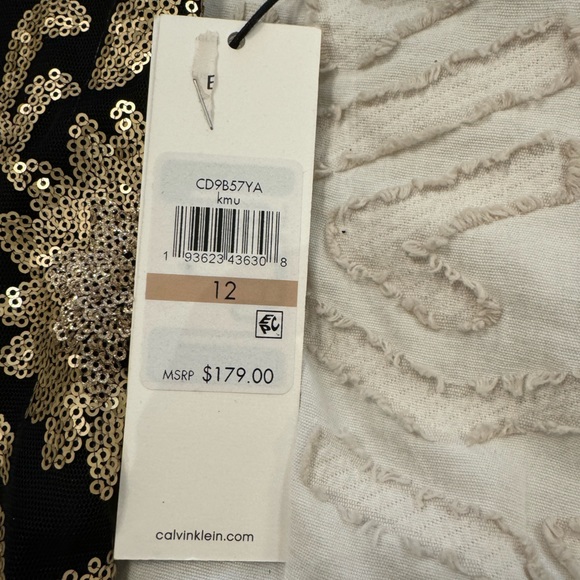 BNWT Calvin Klein Womens Black Sequined Blouson Party Cocktail Dress - Picture 7 of 7